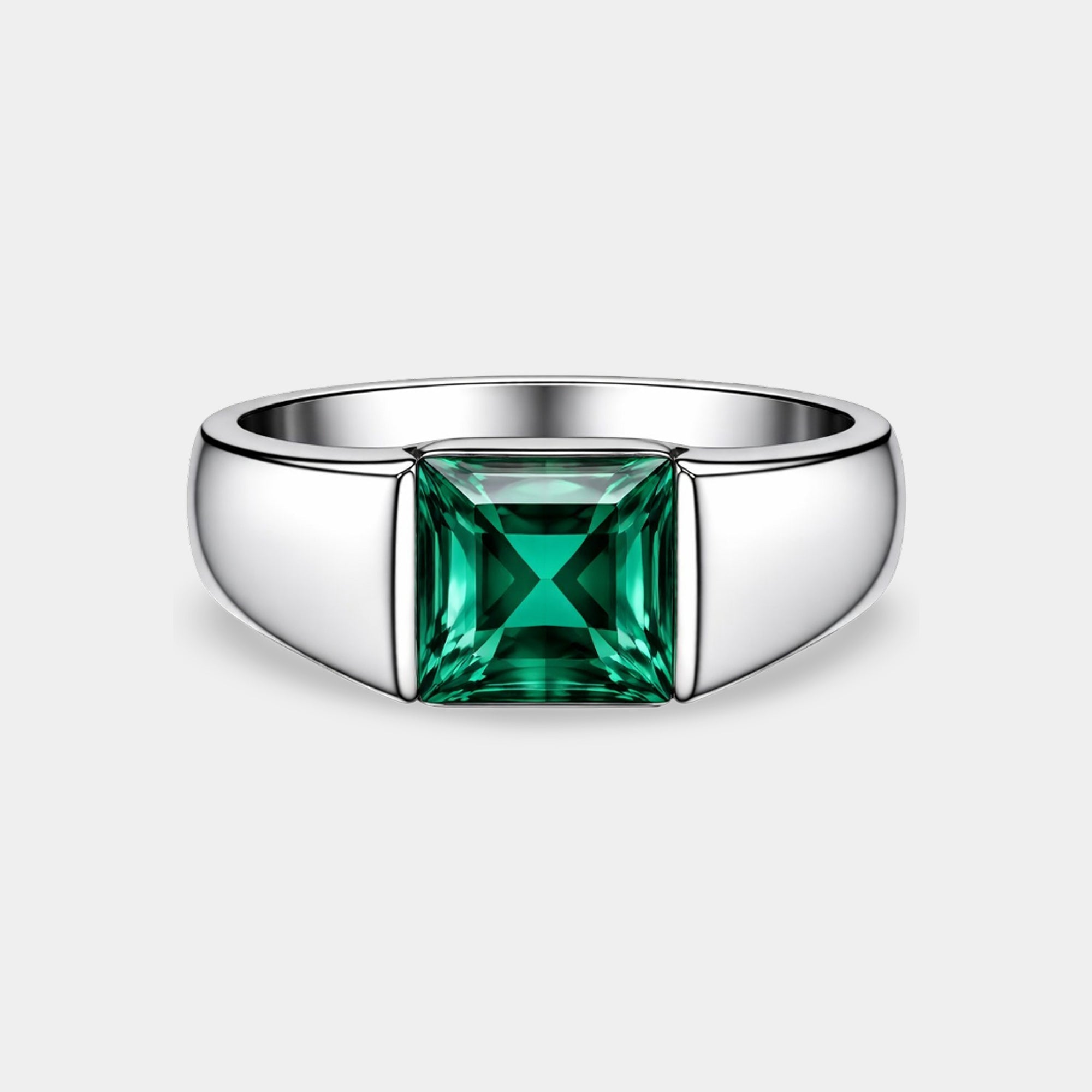 Sterling Silver Regal Stone Square Gem Men's Ring | Luxury Gemstone Jewelry - MH ELEGANCE - Sterling Silver Regal Stone Square Gem Men's Ring | Luxury Gemstone Jewelry - Ring