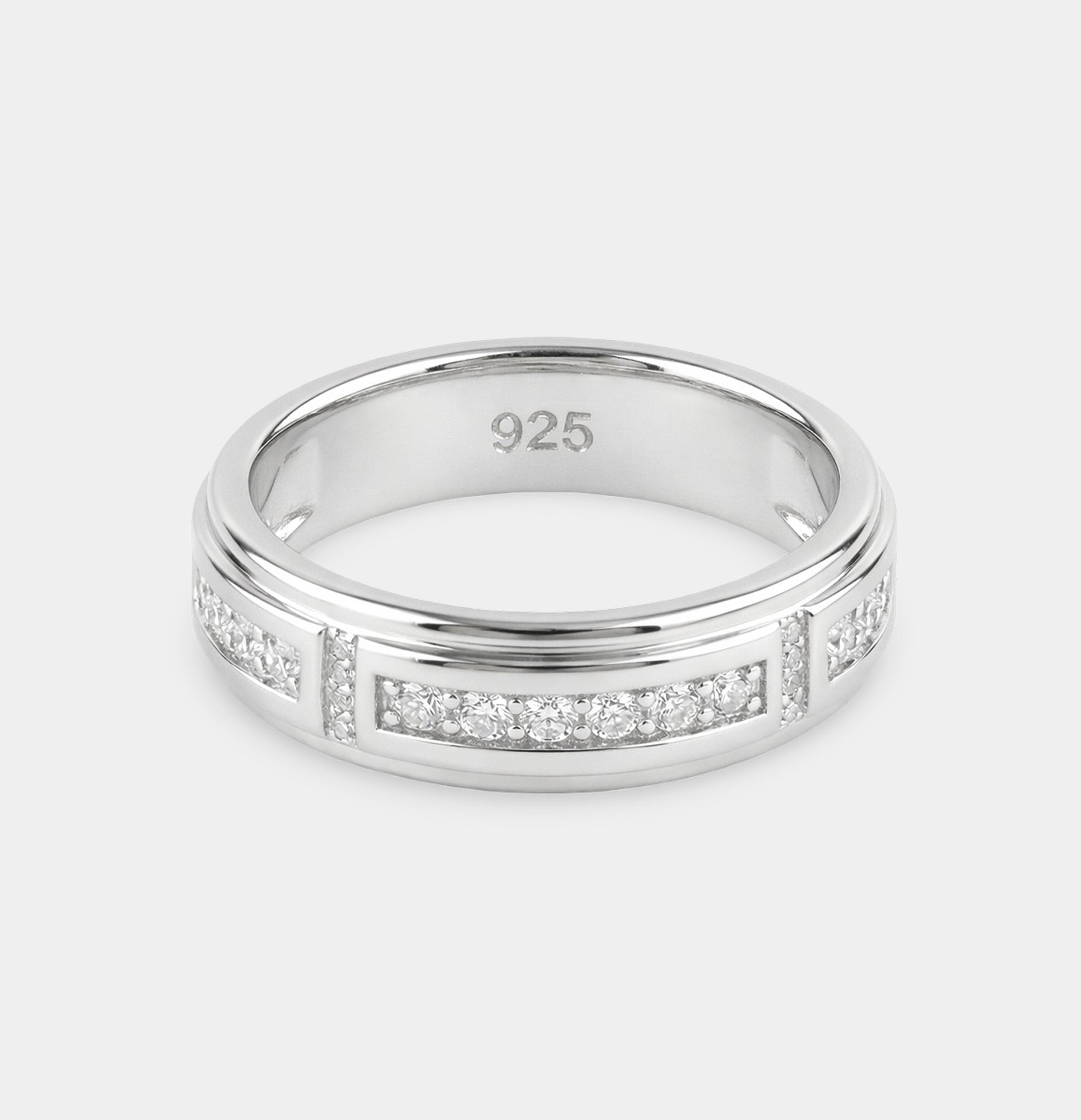 Sterling Silver Royal Brilliance Wedding Band | Premium Cubic Zirconia Ring - MH ELEGANCE - Sterling Silver Royal Brilliance Wedding Band | Premium Cubic Zirconia Ring - Ring