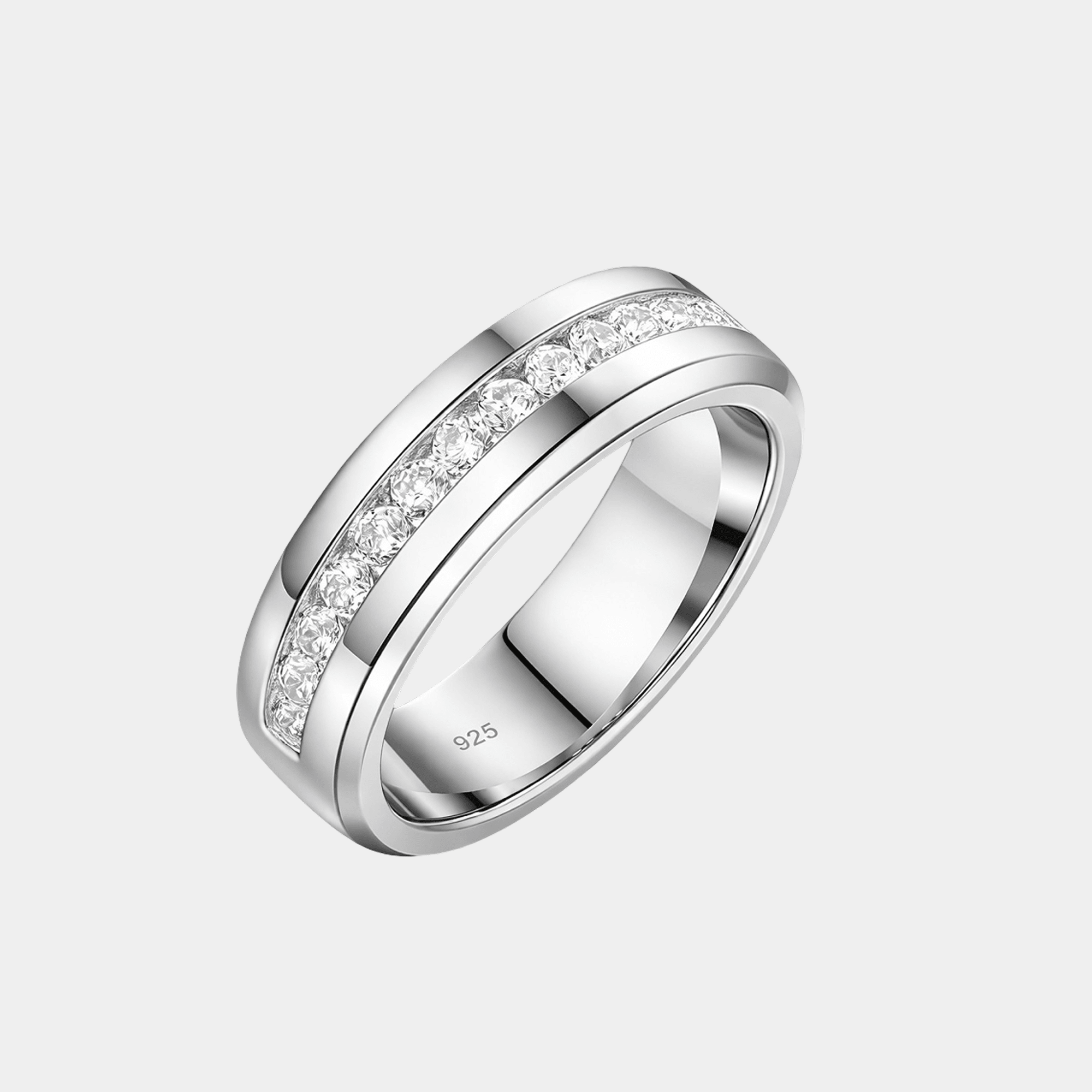 Sterling Silver Royal Spark Men's Wedding Ring | Modern Premium Band - MH ELEGANCE - Sterling Silver Royal Spark Men's Wedding Ring | Modern Premium Band - Ring