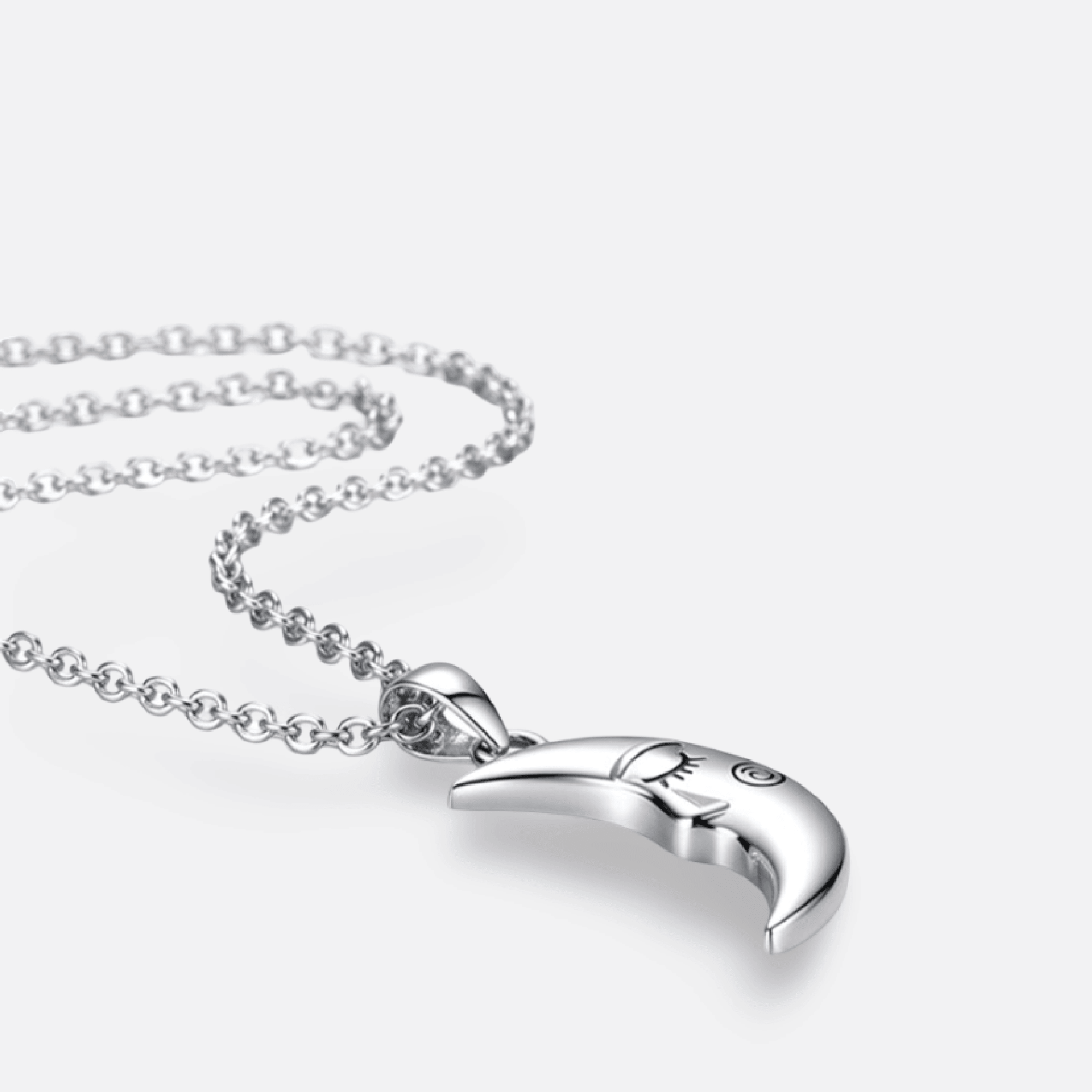 Sterling Silver Sun & Moon Couple Necklace Set | His & Hers Celestial Pendants - MH ELEGANCE - Couple wearing matching sterling silver sun and moon his and hers necklace set lifestyle photo - Necklace