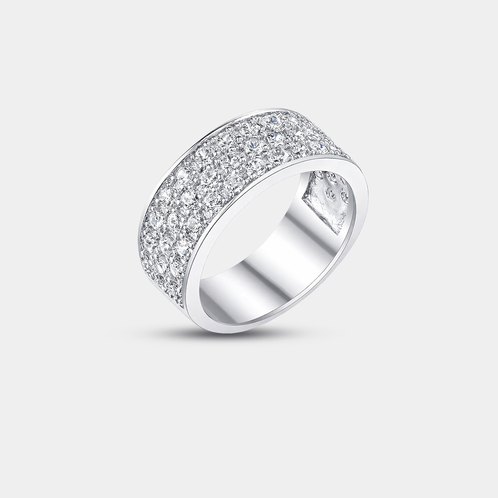 Heavy sterling silver men's CZ wedding band, detail of the band