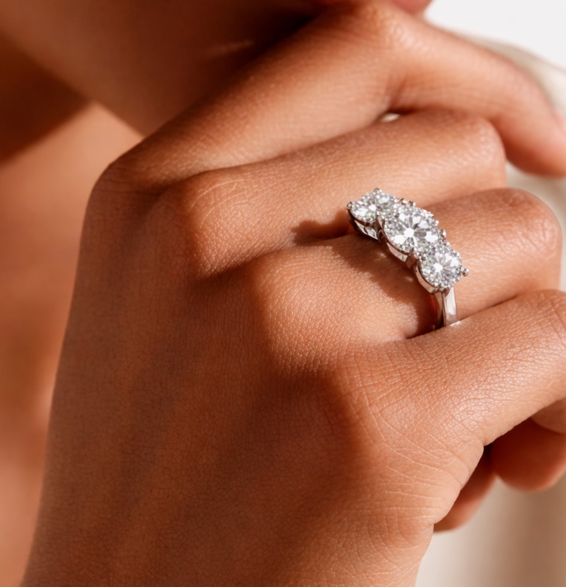 Sterling Silver Trio Sparkle Three-Stone Engagement Ring - MH ELEGANCE - Sterling Silver Trio Sparkle Three-Stone Engagement Ring - Ring