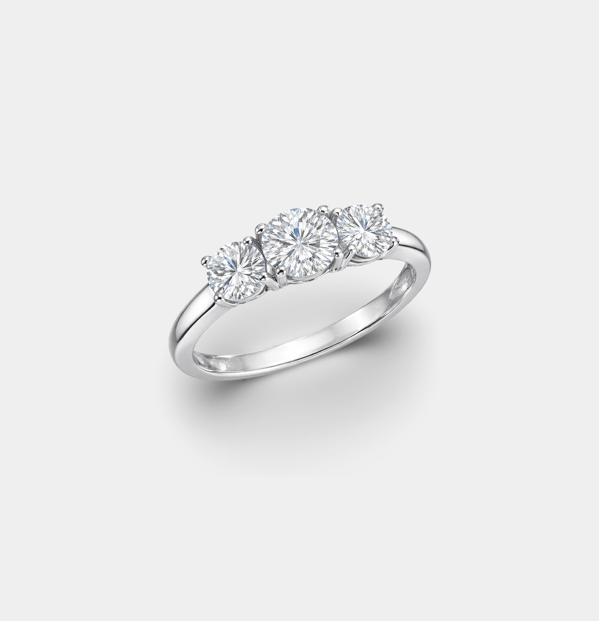 Sterling Silver Trio Sparkle Three-Stone Engagement Ring - MH ELEGANCE - Sterling Silver Trio Sparkle Three-Stone Engagement Ring - Ring