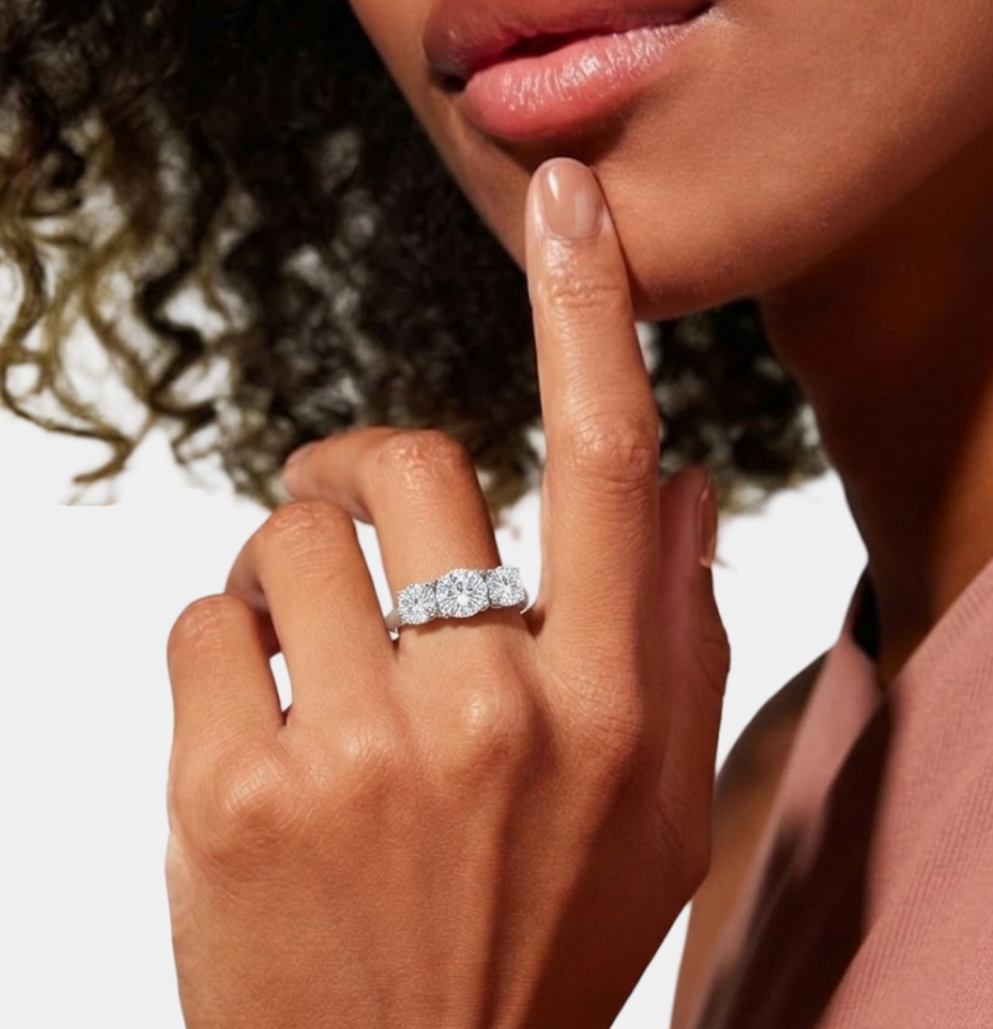 Sterling Silver Trio Sparkle Three-Stone Engagement Ring - MH ELEGANCE - Sterling Silver Trio Sparkle Three-Stone Engagement Ring - Ring