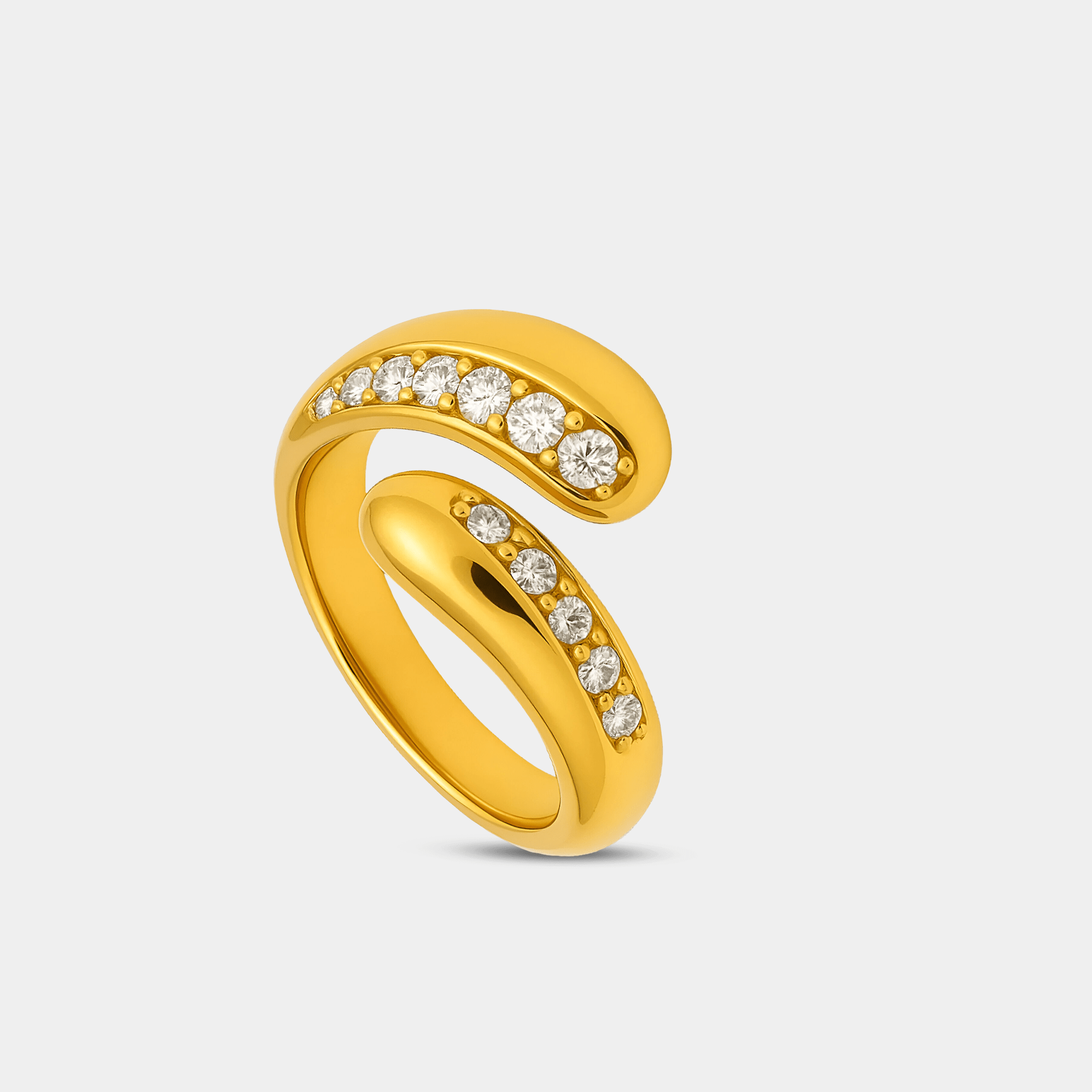 Non-tarnish gold Swirl Zircon Ring for women, shown as a gift for her