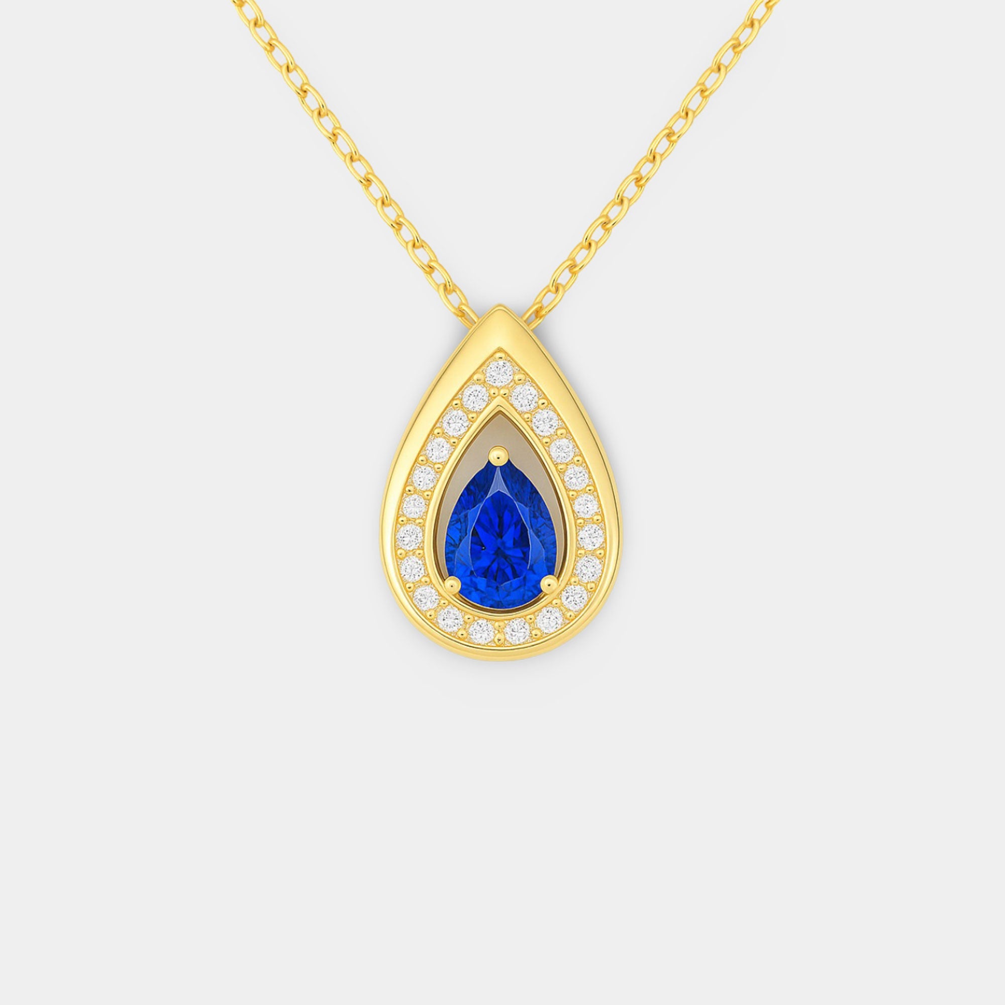 Teardrop Sapphire Pendant - MH ELEGANCE - Teardrop Sapphire Pendant - MH ELEGANCE -
