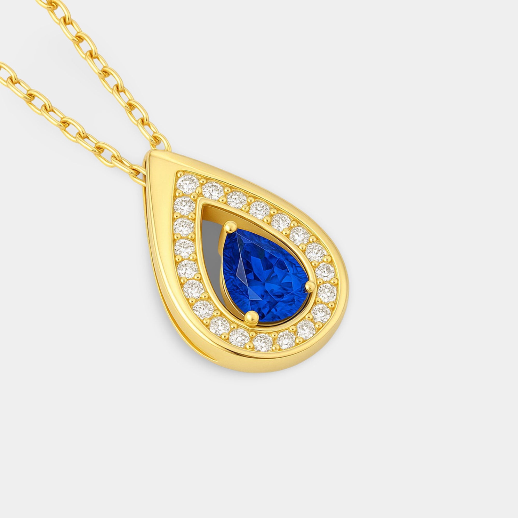Teardrop Sapphire Pendant - MH ELEGANCE - Teardrop Sapphire Pendant - MH ELEGANCE -