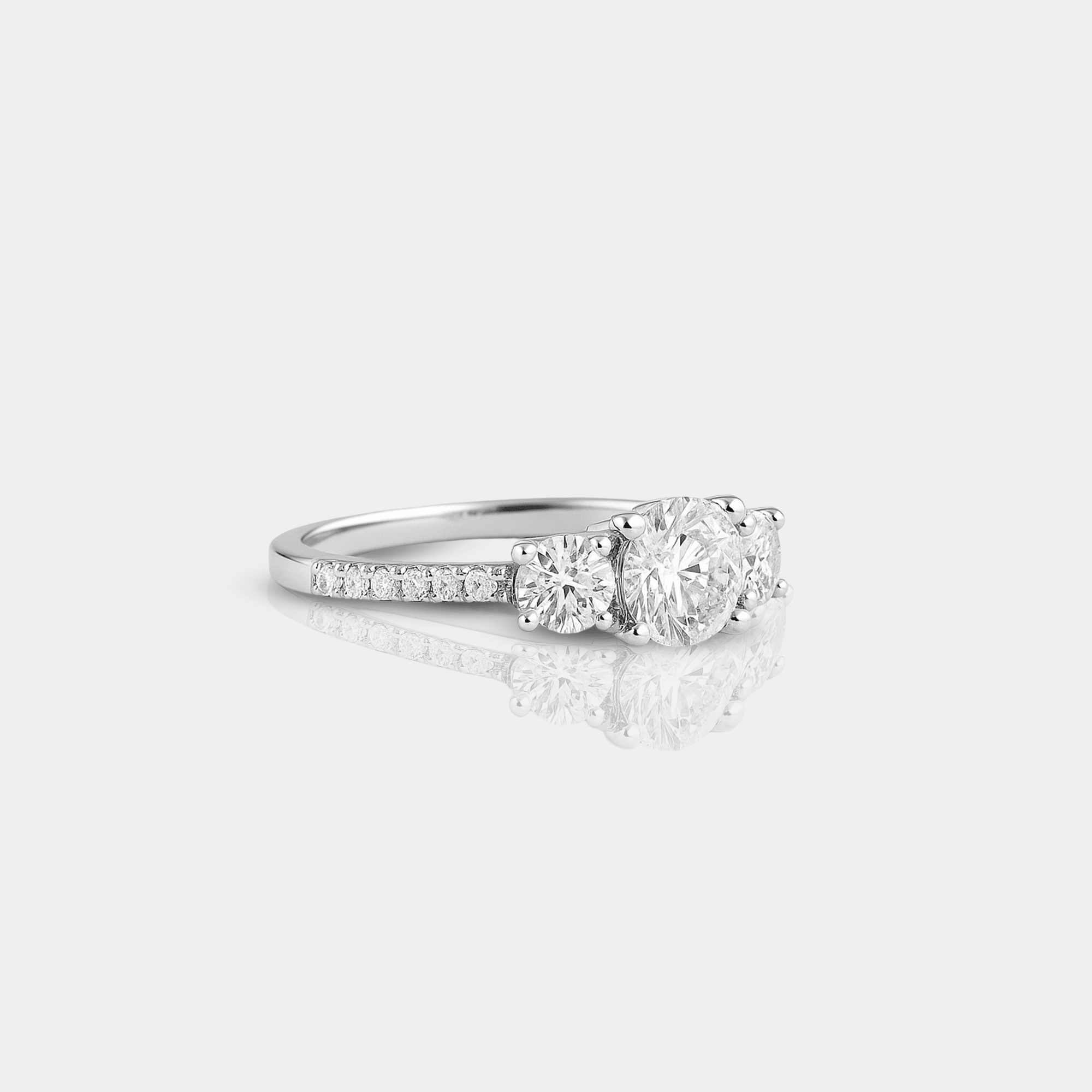 Three Stone Diamond Engagement Ring | Past Present Future | 14K Gold – MH ELEGANCE - MH ELEGANCE - Three Stone Diamond Engagement Ring - MH ELEGANCE -