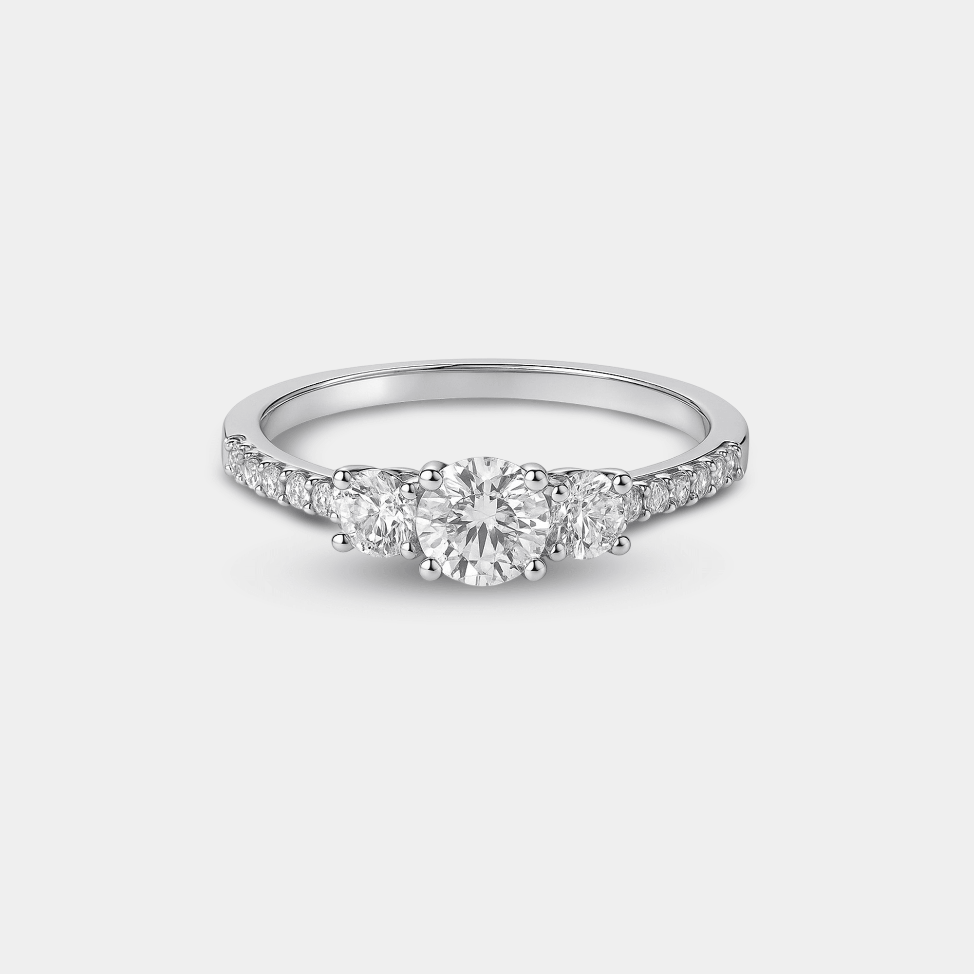 Three Stone Diamond Engagement Ring | Past Present Future | 14K Gold – MH ELEGANCE - MH ELEGANCE - Three Stone Diamond Engagement Ring - MH ELEGANCE -