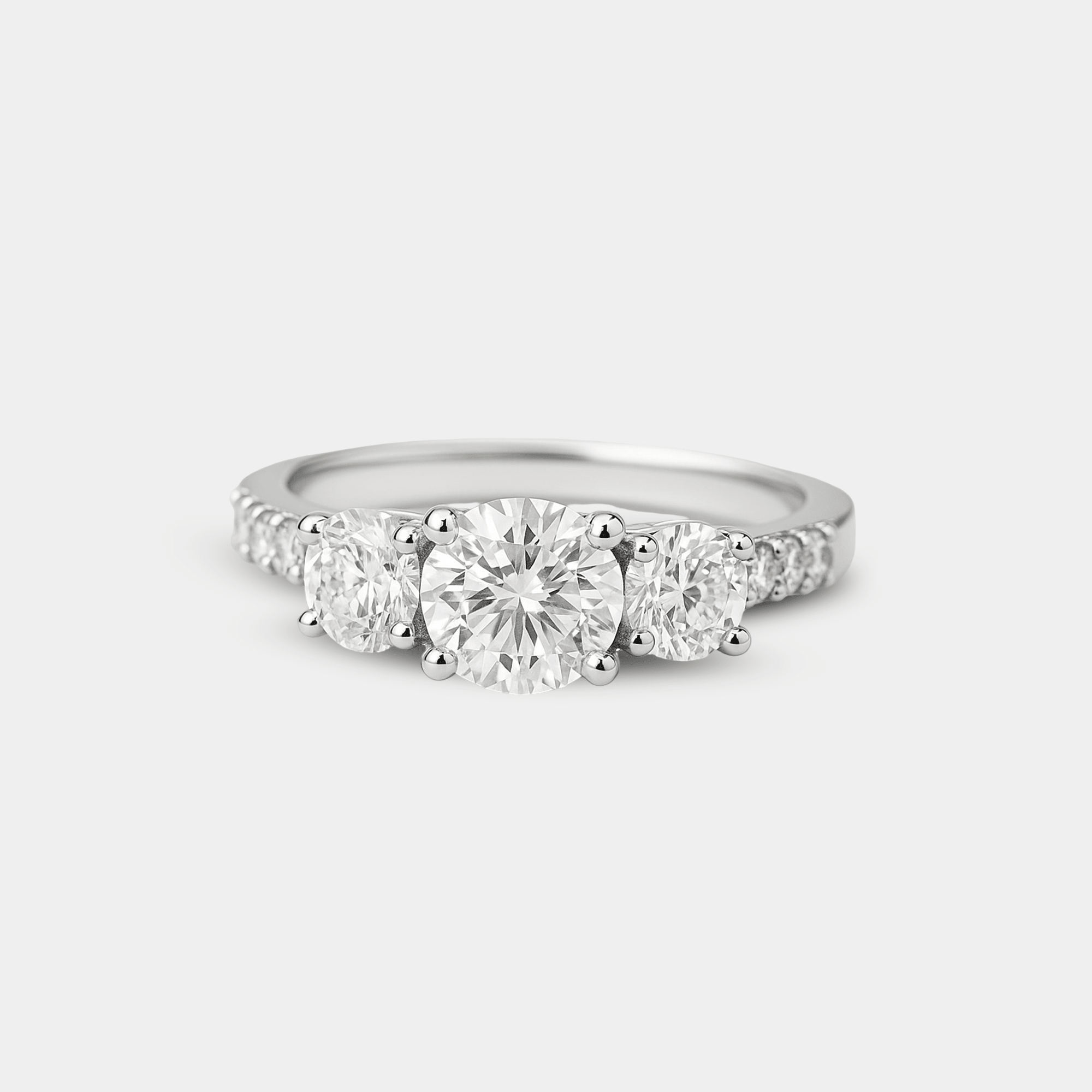 Three Stone Diamond Engagement Ring | Past Present Future | 14K Gold – MH ELEGANCE - MH ELEGANCE - Three Stone Diamond Engagement Ring - MH ELEGANCE -