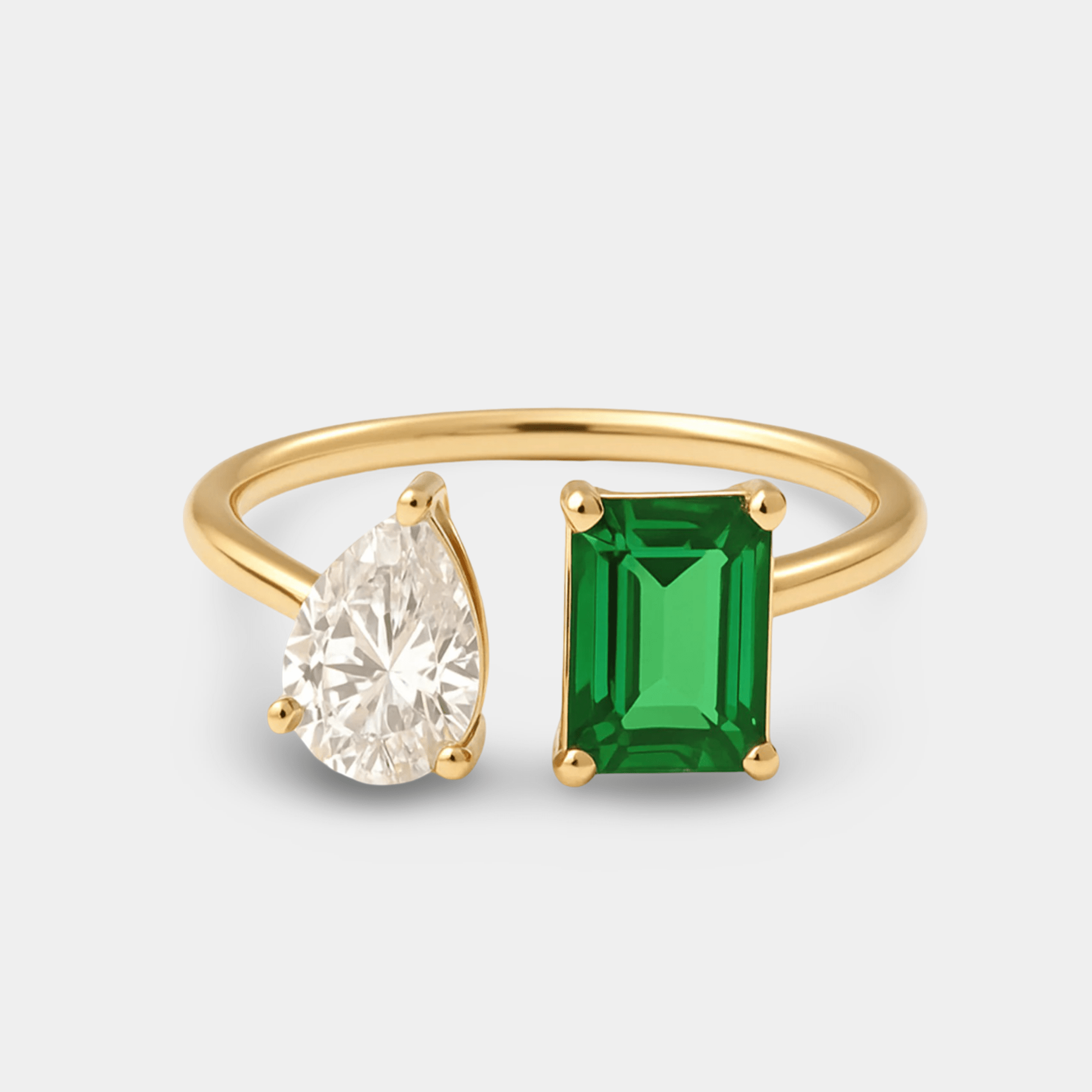 Two-Tone Crystal Ring | Mixed Metal Statement Ring | 14K Gold – MH ELEGANCE - MH ELEGANCE - Two-Tone Crystal Ring - MH ELEGANCE -
