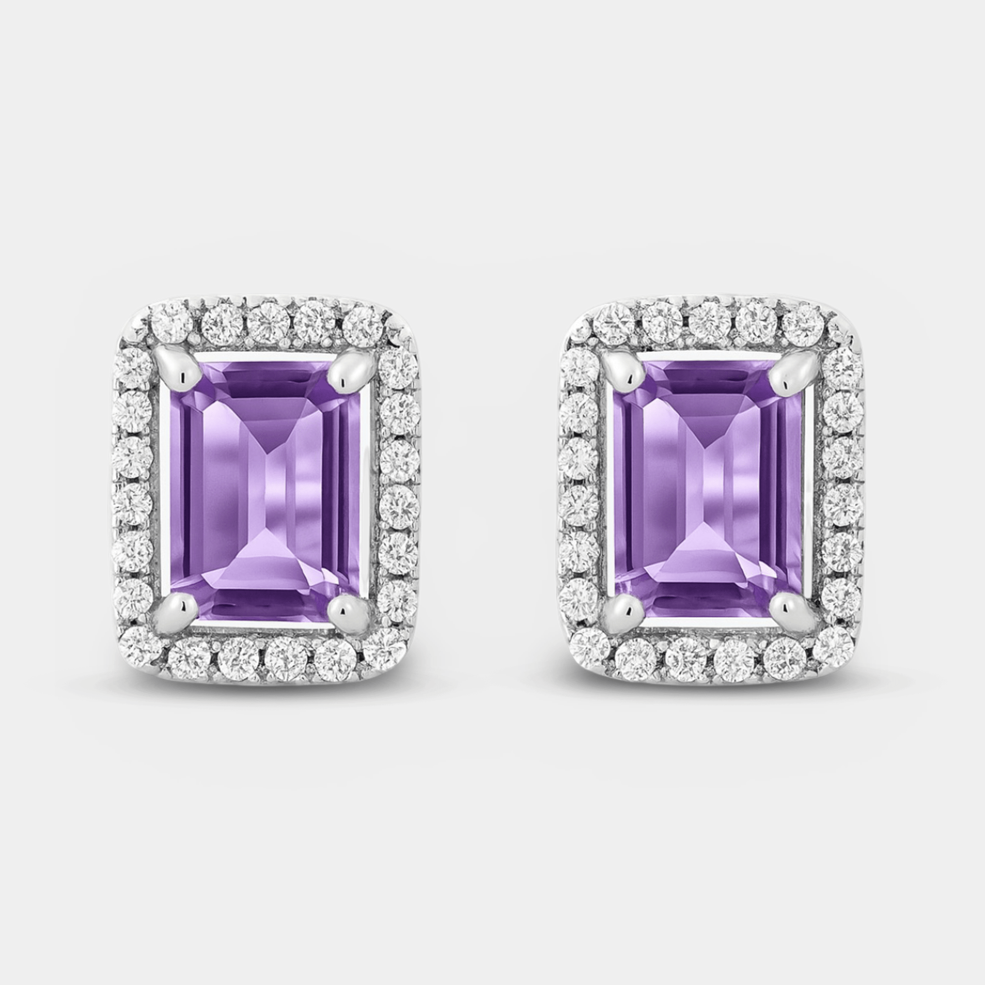 Veya Amethyst Halo Stud Earrings - MH ELEGANCE - Veya Amethyst Halo Stud Earrings - MH ELEGANCE -