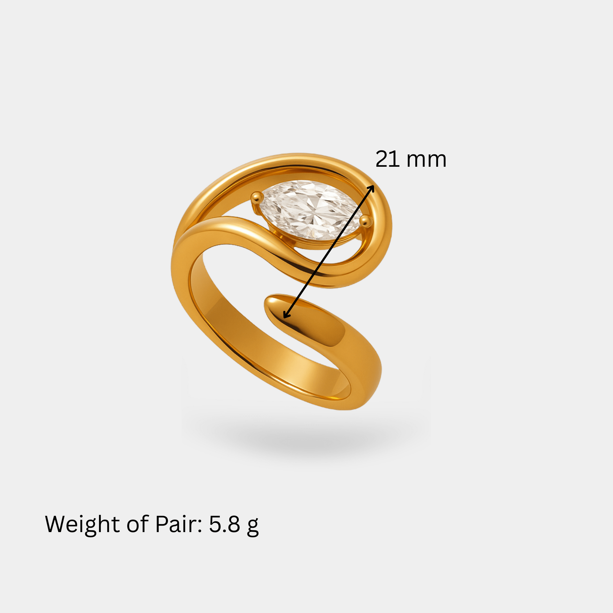 Wave Zircon Ring | Flowing Wave Design | Cubic Zirconia | 14K Gold – MH ELEGANCE - MH ELEGANCE - Wave Zircon Ring - MH ELEGANCE -