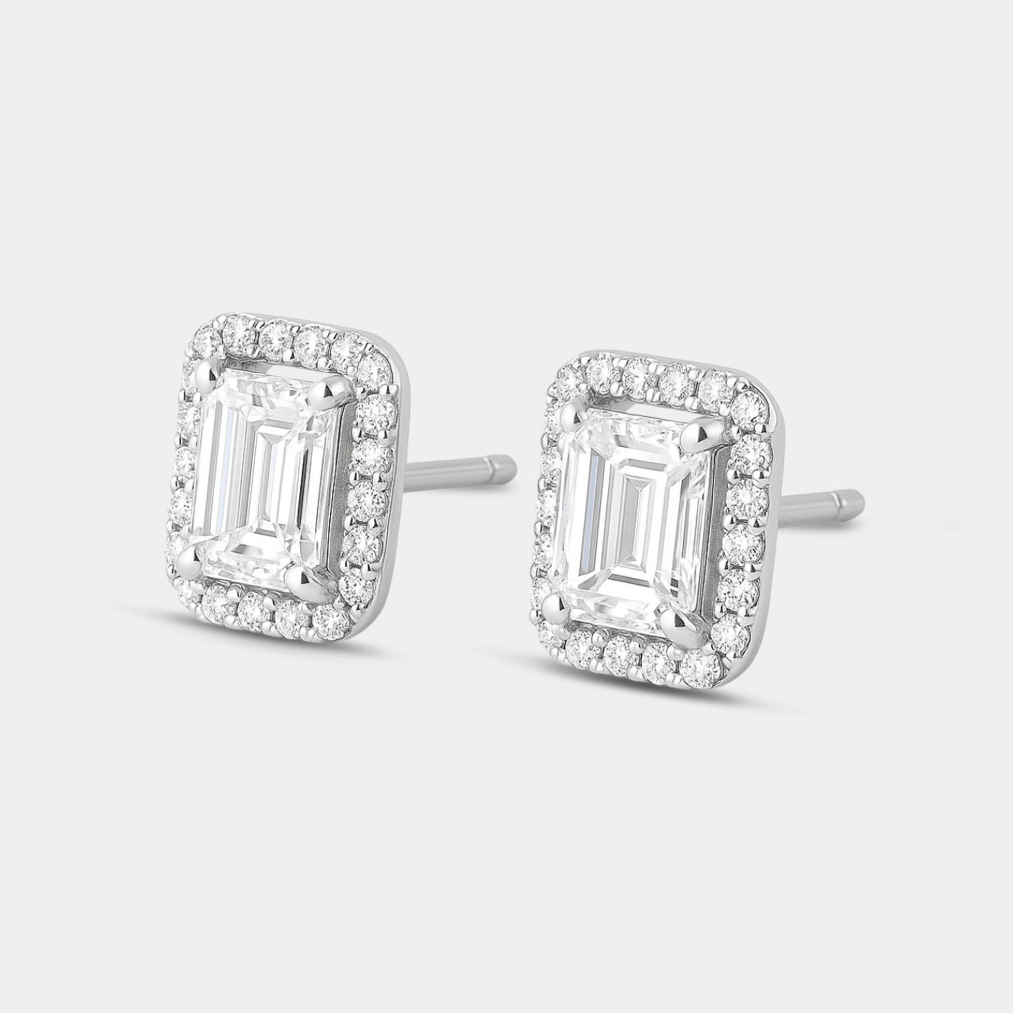 White Moissanite Halo Stud Earrings - MH ELEGANCE - White Moissanite Halo Stud Earrings - MH ELEGANCE -