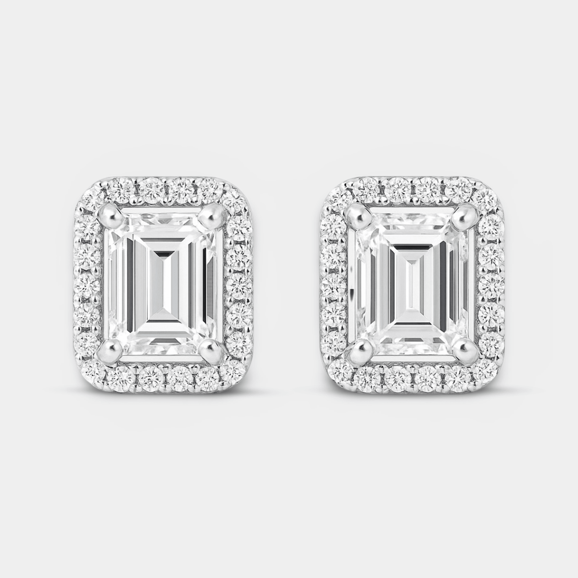 White Moissanite Halo Stud Earrings - MH ELEGANCE - White Moissanite Halo Stud Earrings - MH ELEGANCE -