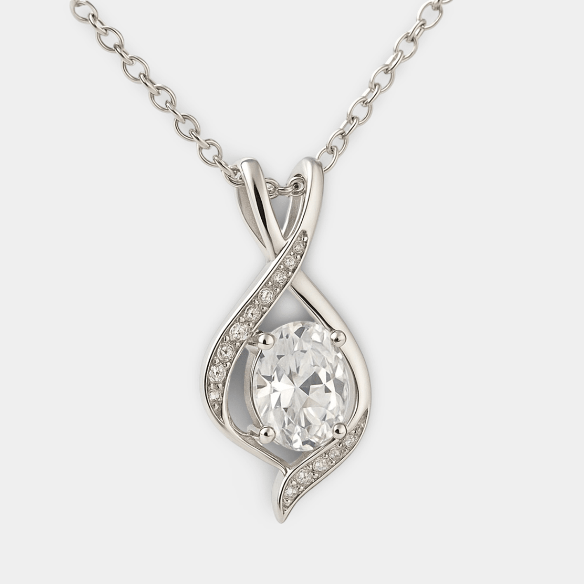 White Topaz Oval Sparkle Pendant - MH ELEGANCE - White Topaz Oval Sparkle Pendant - MH ELEGANCE -