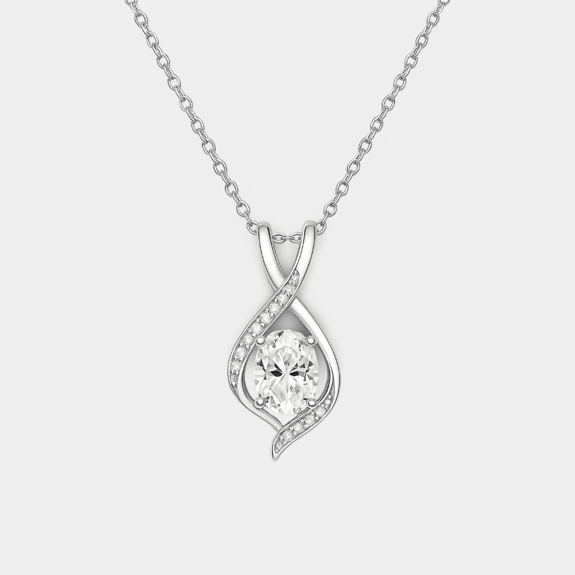 White Topaz Oval Sparkle Pendant - MH ELEGANCE - White Topaz Oval Sparkle Pendant - MH ELEGANCE -