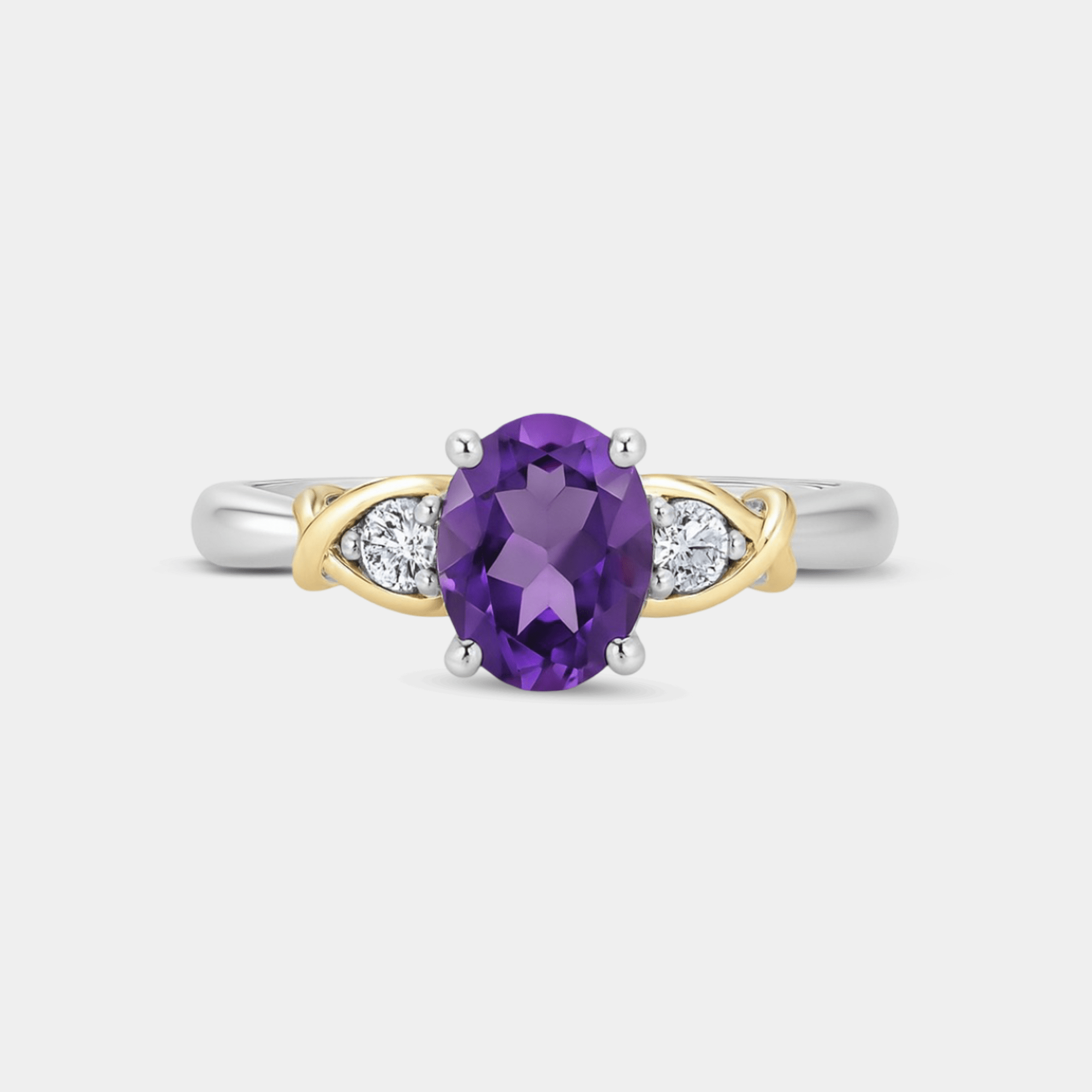 Zira Amethyst Crossover Ring - MH ELEGANCE - Zira Amethyst Crossover Ring - MH ELEGANCE -