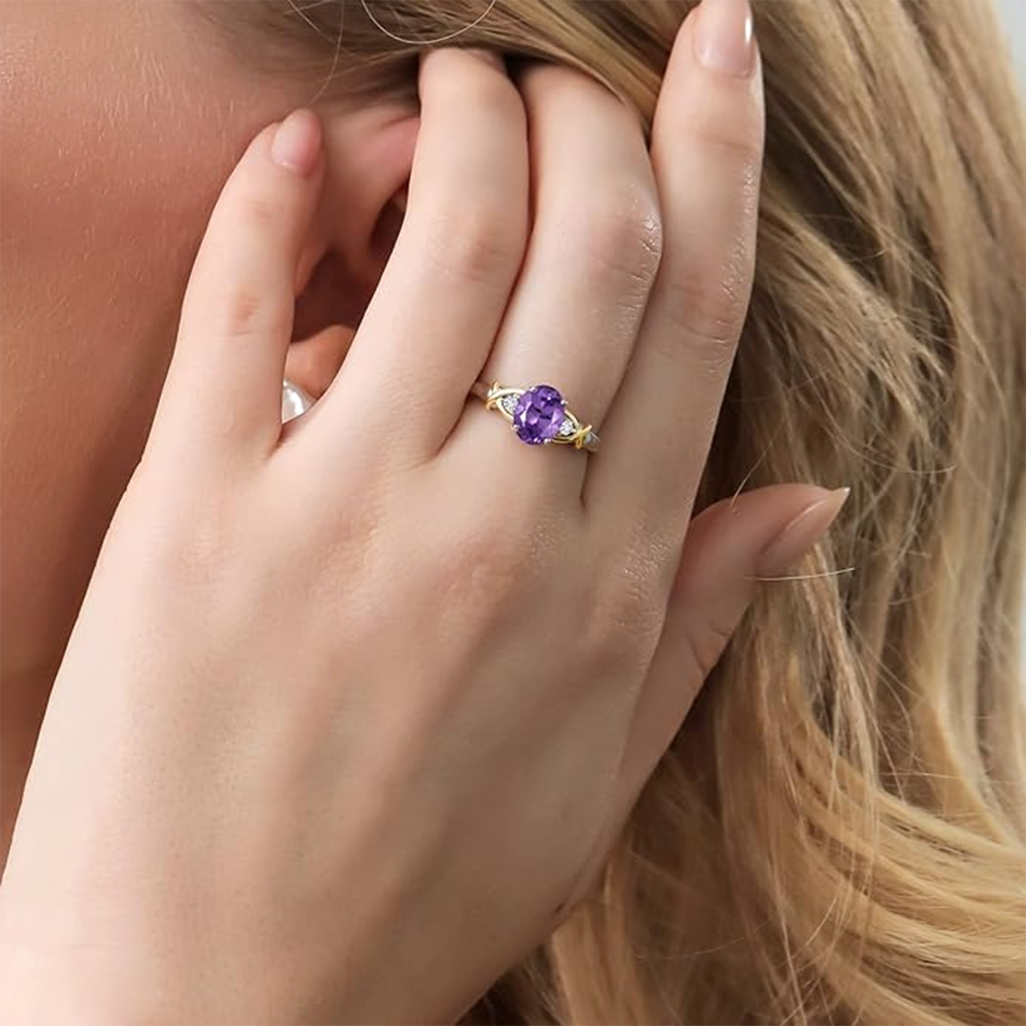 Zira Amethyst Crossover Ring - MH ELEGANCE - Zira Amethyst Crossover Ring - MH ELEGANCE -