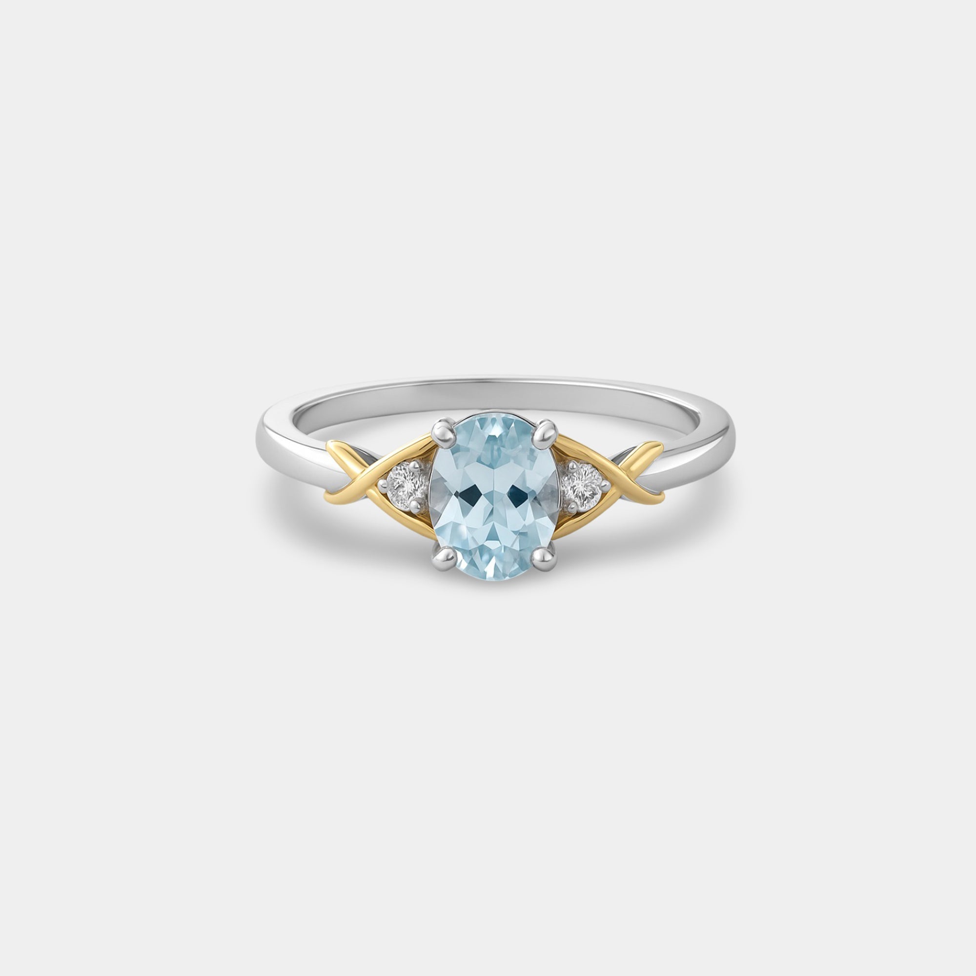 Zira Aquamarine Crossover Engagement Ring - MH ELEGANCE - Zira Aquamarine Crossover Engagement Ring - MH ELEGANCE -