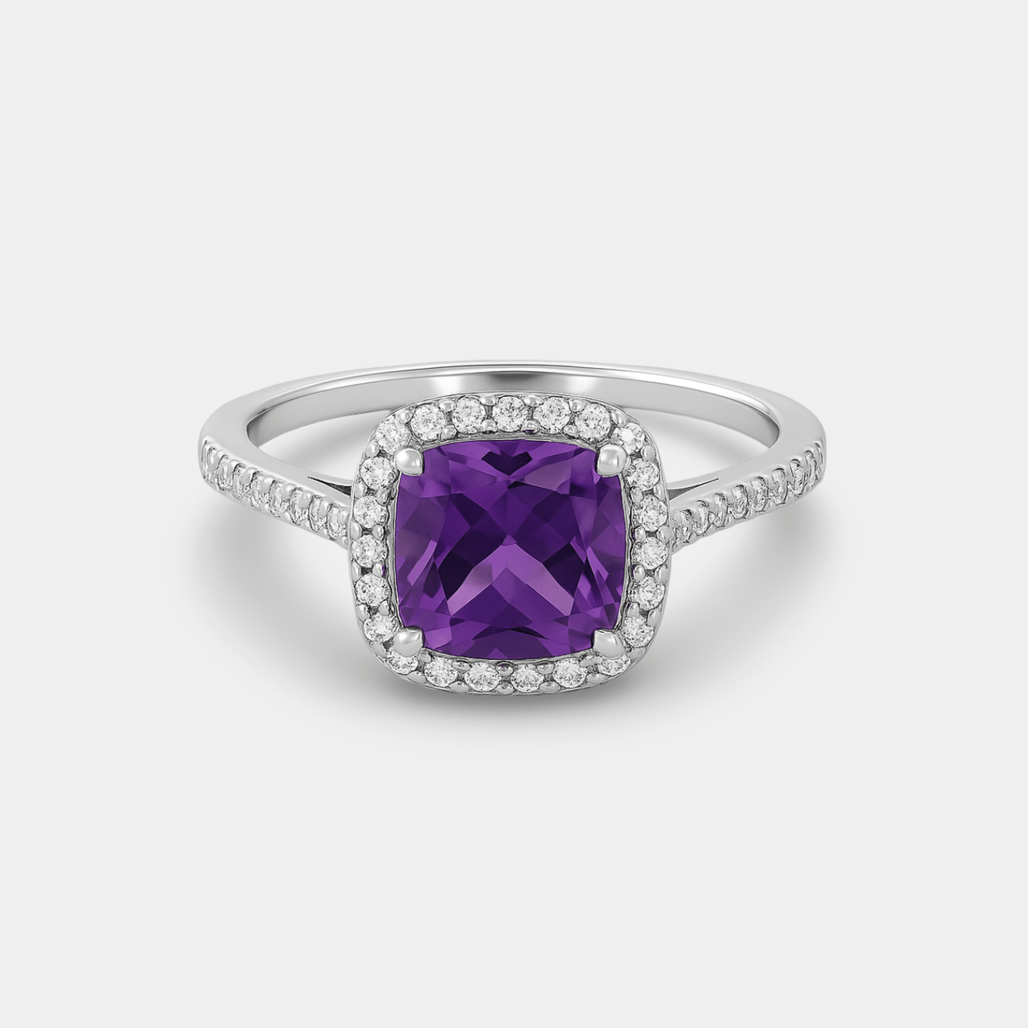 Ziva Amethyst Halo Engagement Ring - MH ELEGANCE - Ziva Amethyst Halo Engagement Ring - MH ELEGANCE -